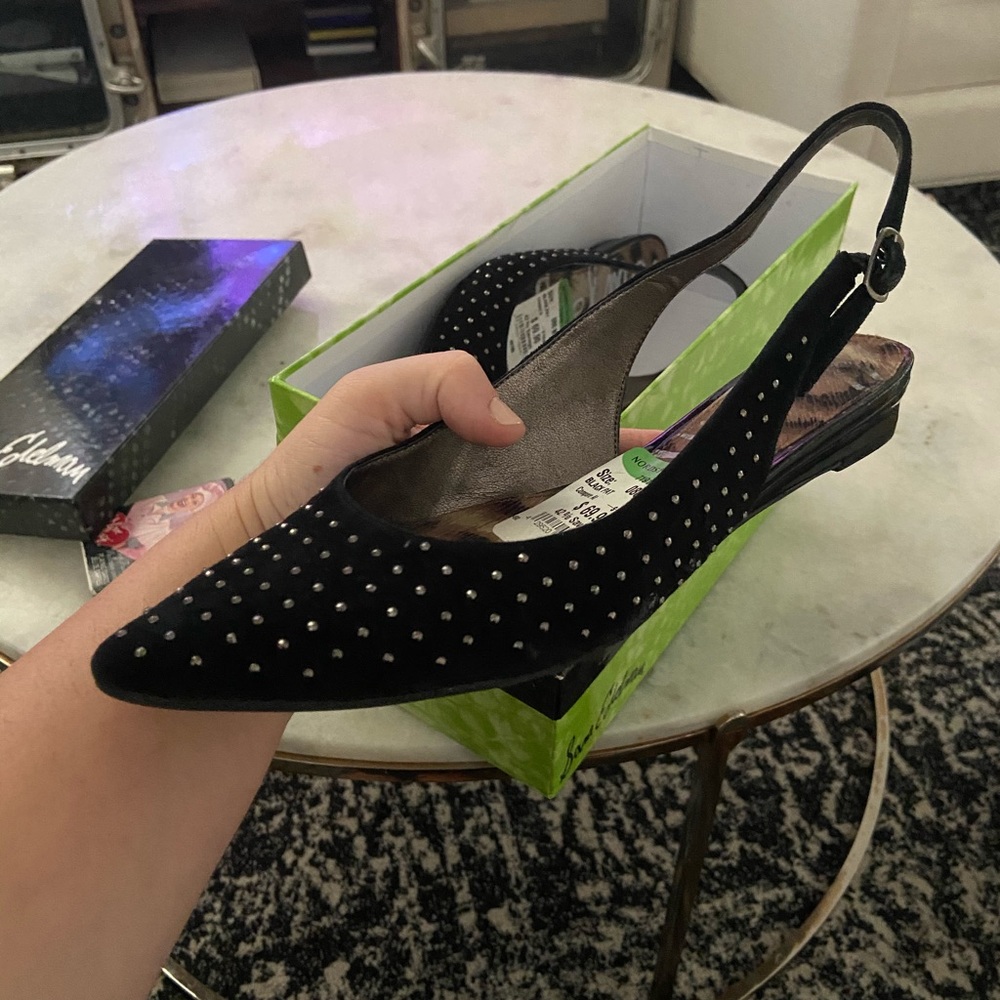 Black Slingback Flats- studded- Sam Edelman